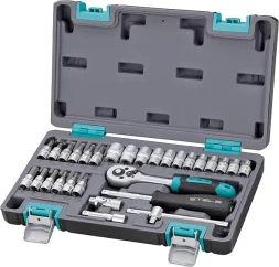 Набор инструментов, 1/4 CrV пластиковый кейс 29 предметов STELS 14100