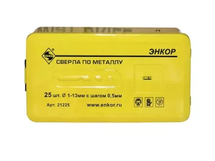 Набор сверл д/мет. 25шт 1-13/шаг0,5мм 9524 1/20 ЭНКОР 21225 купить в Ижевске