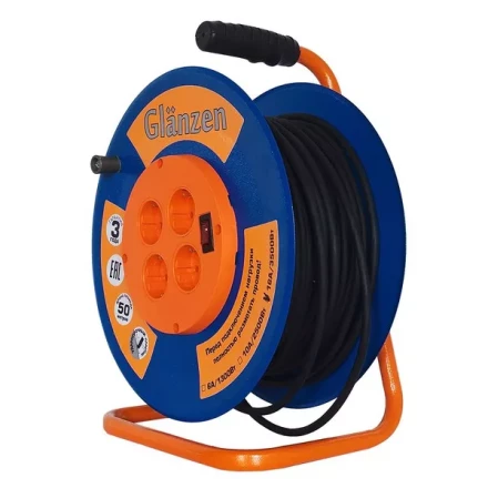 Удлинитель силовой на катушке GLANZEN 4 гн. КГ 3х1,5 ЕВ-50-009 купить в Ижевске