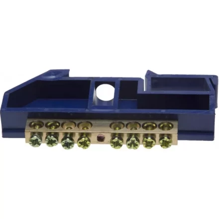 Шина СВЕТОЗАР нулевая на DIN-изоляторе, макс. ток 100А, 5,2мм, 8 полюсов 49807-08 купить в Ижевске