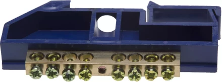 Шина СВЕТОЗАР нулевая на DIN-изоляторе, макс. ток 100А, 5,2мм, 8 полюсов 49807-08 купить в Ижевске