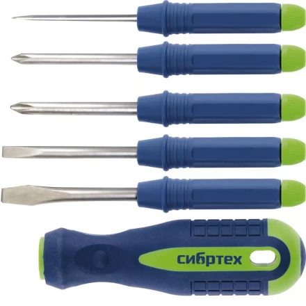 Отвертка со сменными насадками 5 штук CrV Сибртех артикул 13384 купить в Ижевске