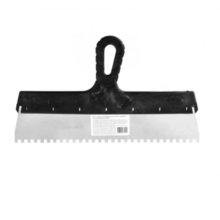 Шпатель  из нержавеющей стали 350 мм зуб 6 х 6 мм пластмассовая ручка 85141 купить в Ижевске