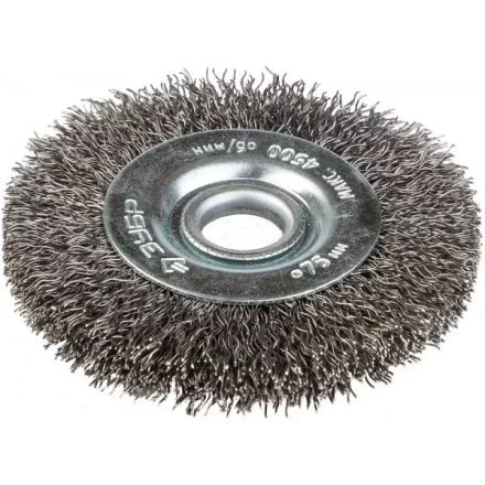 ЗУБР &quot;ЭКСПЕРТ&quot;. Щетка дисковая для точильно-шлифовального станка, витая стальная проволока 0,3мм, 75х12,7мм 35185-075_z01 купить в Ижевске