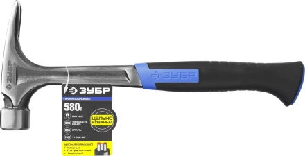 Молоток-гвоздодер ЗУБР &quot;ПРОФЕССИОНАЛ&quot; цельнокованый с магнитом и двухкомпонентной рукояткой, 580г 20258-580 купить в Ижевске