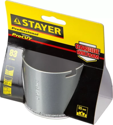 Коронка STAYER &quot;PROFESSIONAL&quot; кольцевая с карбидно-вольфрамовой крошкой, d=83мм 33345-83 купить в Ижевске