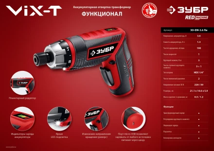 Отвертка-трансформер ViX-T ЗО-ЕМ-3.6 Ли серия МАСТЕР купить в Ижевске