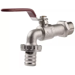 Кран ЗУБР шаровой водоразборный, латунный с никелированным покрытием, 3/4"-3/4" 51216-3/4-3/4