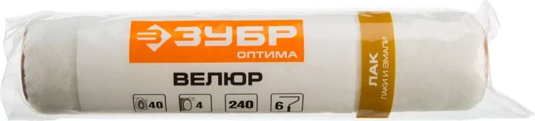 Сменный малярный ролик ЗУБР ОПТИМА-ВЕЛЮР 40 х 180 мм бюгель 6 мм ворс 4 мм 02547-18 купить в Ижевске