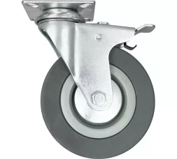 Аппаратное поворотное колесо с тормозом HITCH 50*18 резина серая SCgb25 (SZ084836)