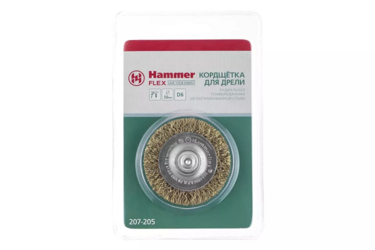 Кордщетка HAMMER плоская 50мм для дрели гофрированная латунированная сталь (207-205) купить в Ижевске