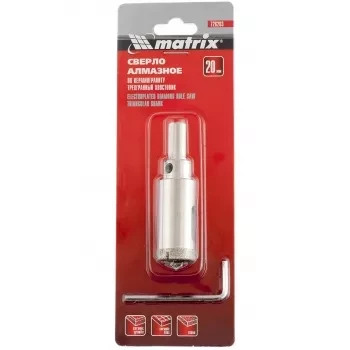 Сверло алмазное по керамограниту 20 х 67 мм 3-гранный хвостовик MATRIX 726203 купить в Ижевске