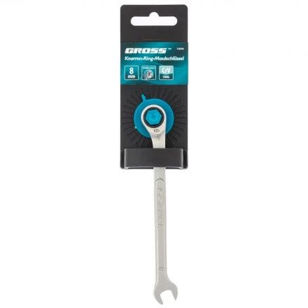 Ключ комбинированный трещоточный 8 мм количество зубьев 100 Gross 14846 купить в Ижевске