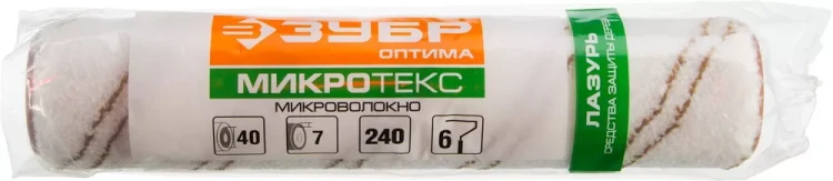 Малярный ролик ЗУБР ОПТИМА-МИКРОТЕКС 40 х 180 мм бюгель 6 мм ворс 7 мм 02545-18 купить в Ижевске