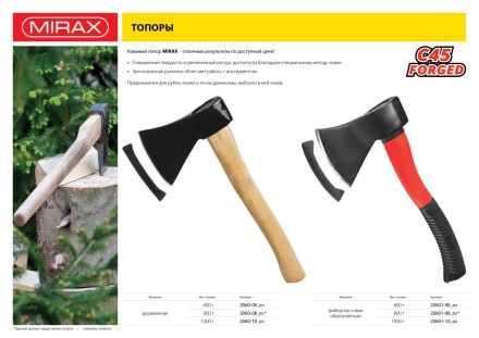 Топор MIRAX кованый с деревянной рукояткой, 600г 2060-06_z01 купить в Ижевске