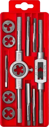 Набор ЗУБР &quot;МАСТЕР&quot; с металлореж. Инстр., метчики однопроходные и плашки М6-М12, оснастка - в пластиковом боксе, 12пред. 28121-H12 купить в Ижевске