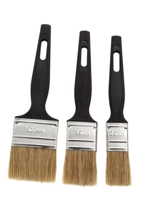 Набор кистей флейцевых 3 шт. (25 мм, 35 мм, 50 мм), натуральная щетина, пластиковая ручка Сибртех 82507 купить в Ижевске