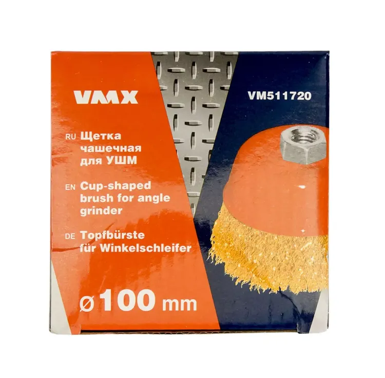 Щетка для УШМ М14/100 мм чашечная сталь прямая VMX 511720 купить в Ижевске