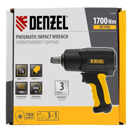 Ударный пневмогайковерт Denzel IW1700, 3/4&quot;, 8500 об/мин, 1700 Нм 57488 купить в Ижевске
