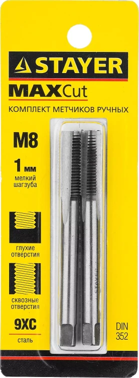 Комплект метчиков STAYER "MASTER", сталь 9ХС, М8х1,0, 2 шт 28025-08-1.0-H2 купить в Ижевске