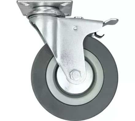 Аппаратное поворотное колесо с тормозом HITCH 100*25 резина серая SCgb42 (SZ084838) купить в Ижевске