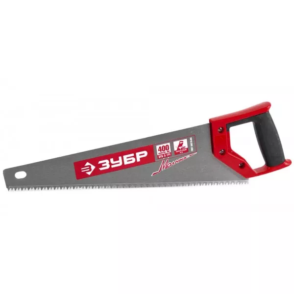 Ножовка по дереву (пила) ЗУБР МОЛНИЯ-5 400 мм, 5 TPI, прямой крупный зуб, быстрый рез поперек волокон, для крупных и средних заготовок 15075-40_z01 купить в Ижевске