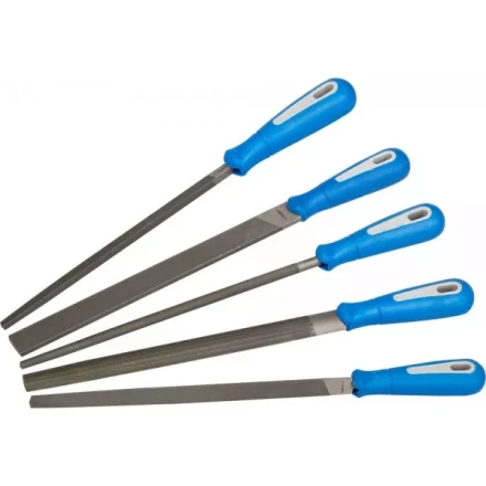 Набор ЗУБР: Напильники &quot;ПРОФЕССИОНАЛ&quot; с двухкомп ручкой, плоский, полукруглый, трехгранный, квадратный, круглый, №2, 250мм 16651-25-H5 купить в Ижевске