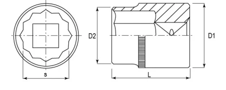 Головка торцевая 12-гранная 1/2&quot;DR 24 мм S04H4924 Jonnesway 48032 купить в Ижевске