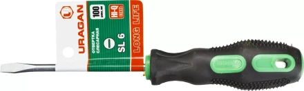 Отвертка URAGAN c двухкомпонентной рукояткой, SL6,0 x 100мм 25075-06-10_z01 купить в Ижевске