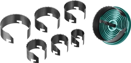 Пила сегментная наборная KRAFTOOL по дереву, 7 полотен: 25-32-38-45-50-56-62х18 мм 29580-H7-18 купить в Ижевске