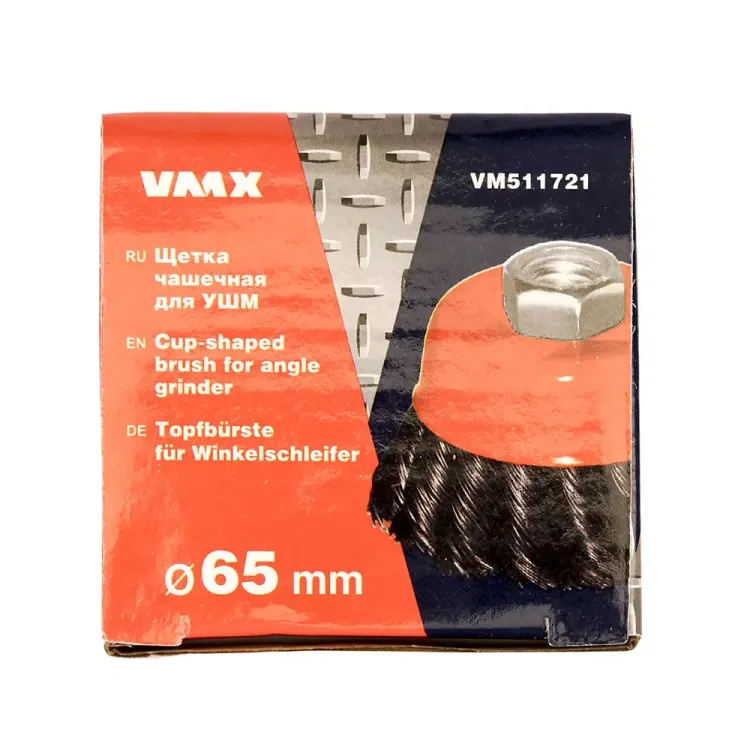 Щетка для УШМ М14/65 мм чашечная сталь витая VMX 511721 купить в Ижевске