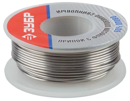 Припой ЗУБР оловянно-свинцовый, 60% Sn / 40% Pb, 100гр 55420-100 купить в Ижевске