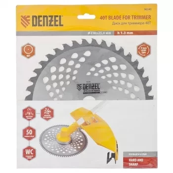 Диск для триммера 230 х 25,4 толщина 1,3 мм 40 зубьев DENZEL 96340 купить в Ижевске