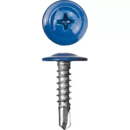 Саморезы ЗУБР с прессшайбой и сверлом по листовому металлу до 2мм, окрашенные в RAL-5005, PH2, 4,2х16мм, 500шт 300211-42-016-5005 купить в Ижевске