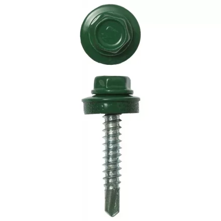 Саморезы ЗУБР &quot;ПРОФЕССИОНАЛ&quot; окраш., RAL 6002 зелен. лист, для крепл. кров. матер. к дерев. обреш., 4.8x29мм, 400шт 4-300315-48-029-6002 купить в Ижевске