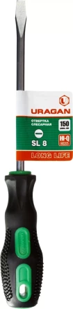 Отвертка URAGAN c двухкомпонентной рукояткой, SL8,0 x 150мм 25075-08-15_z01 купить в Ижевске