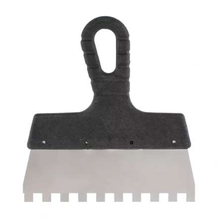 Шпатель из нержавеющей стали 150 мм зуб 10 х 10 мм пластмассовая ручка 85147 купить в Ижевске