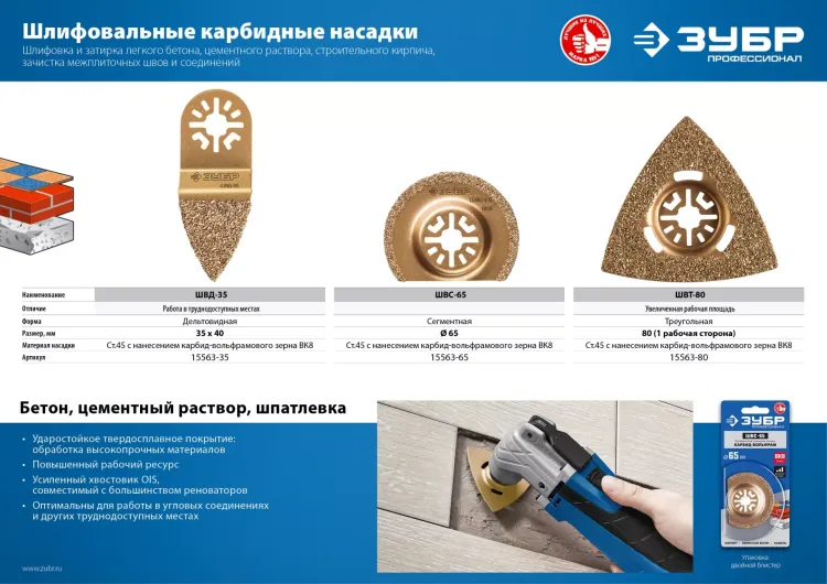 ЗУБР ШВД-35 UniLock, 35 мм, OIS-хвост., двусторонняя, насадка дельтовидная шлифовальная, Профессионал (15563-35) купить в Ижевске