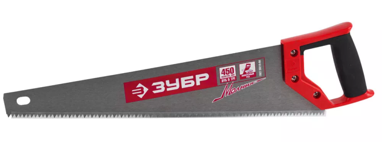 Ножовка по дереву (пила) ЗУБР МОЛНИЯ-5 450 мм, 5 TPI, прямой крупный зуб, быстрый рез поперек волокон, для крупных и средних заготовок 15075-45_z01 купить в Ижевске