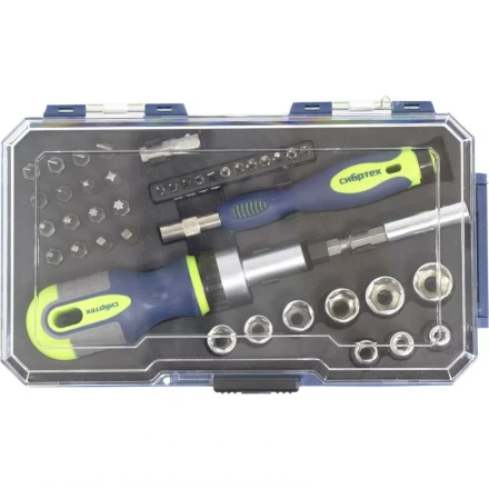 Отвертки реверсивные с набором бит и торцевыми головками 41 штук CrV Сибртех 13338 купить в Ижевске