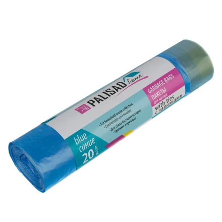 Пакеты для мусора с завязками 60 л x 20 шт., синие, Home Palisad 927205 купить в Ижевске