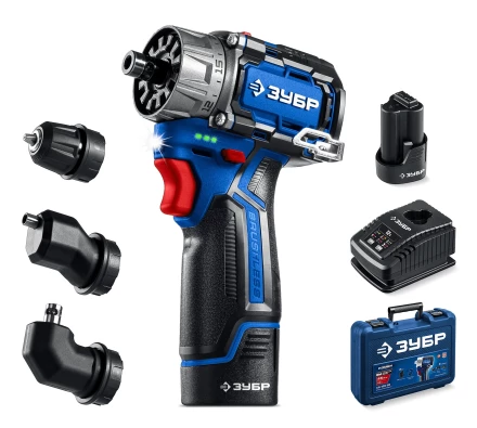 ЗУБР КОМБИ #3, 12 В, 45 Н·м, 2 АКБ тип Т7 (2 А·ч), модульная дрель-шуруповерт, BRUSHLESS, кейс, Профессионал (DB-125-22) купить в Ижевске