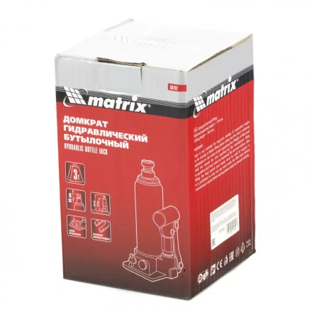 Домкрат гидравлический бутылочный 3 т h подъема 178-343 мм Matrix 50762 купить в Ижевске