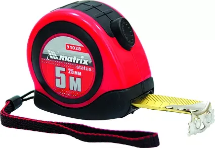 Рулетка Status autostop magnet 5 м х 25 мм двухкомпонентный корпус зацеп с магнитом  MATRIX 31038 купить в Ижевске