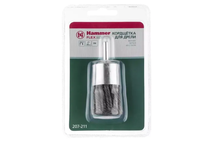 Кордщетка HAMMER кисть 28мм для дрели витая сталь (207-211) купить в Ижевске