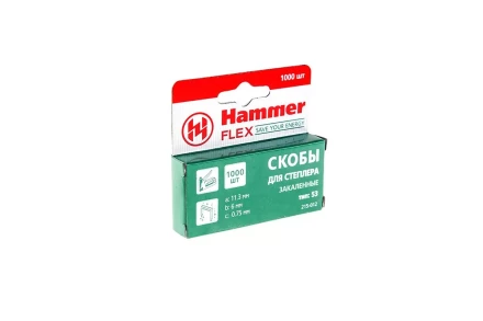 Скобы для степлера HAMMER 215-012 6мм, тип 53, 1000 шт. купить в Ижевске