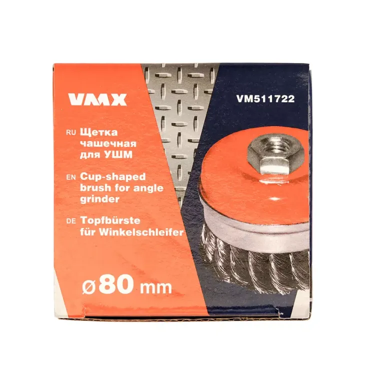 Щетка для УШМ М14/80 мм чашечная сталь витая VMX 511722 купить в Ижевске