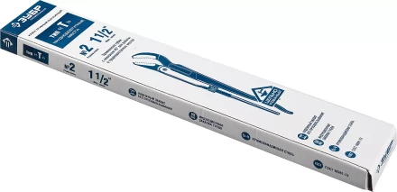 Ключ трубный рычажный ЗУБР &quot;ПРОФЕССИОНАЛ&quot;, изогнутые губки, цельнокованый, Сr-V, № 2,  1,5&quot; 27337-2_z01 купить в Ижевске