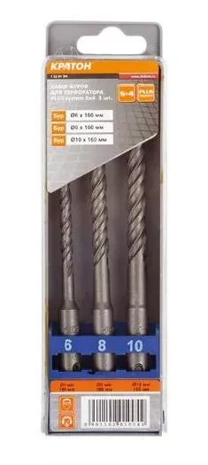 Набор буров  SDS-plus S4 3 штуки   Кратон 1 02 01 004 купить в Ижевске
