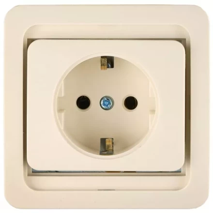 Розетка СВЕТОЗАР &quot;ГАММА&quot; одинарная, с заземлением, цвет бежевый, 16А/~250В SV-54105-B купить в Ижевске